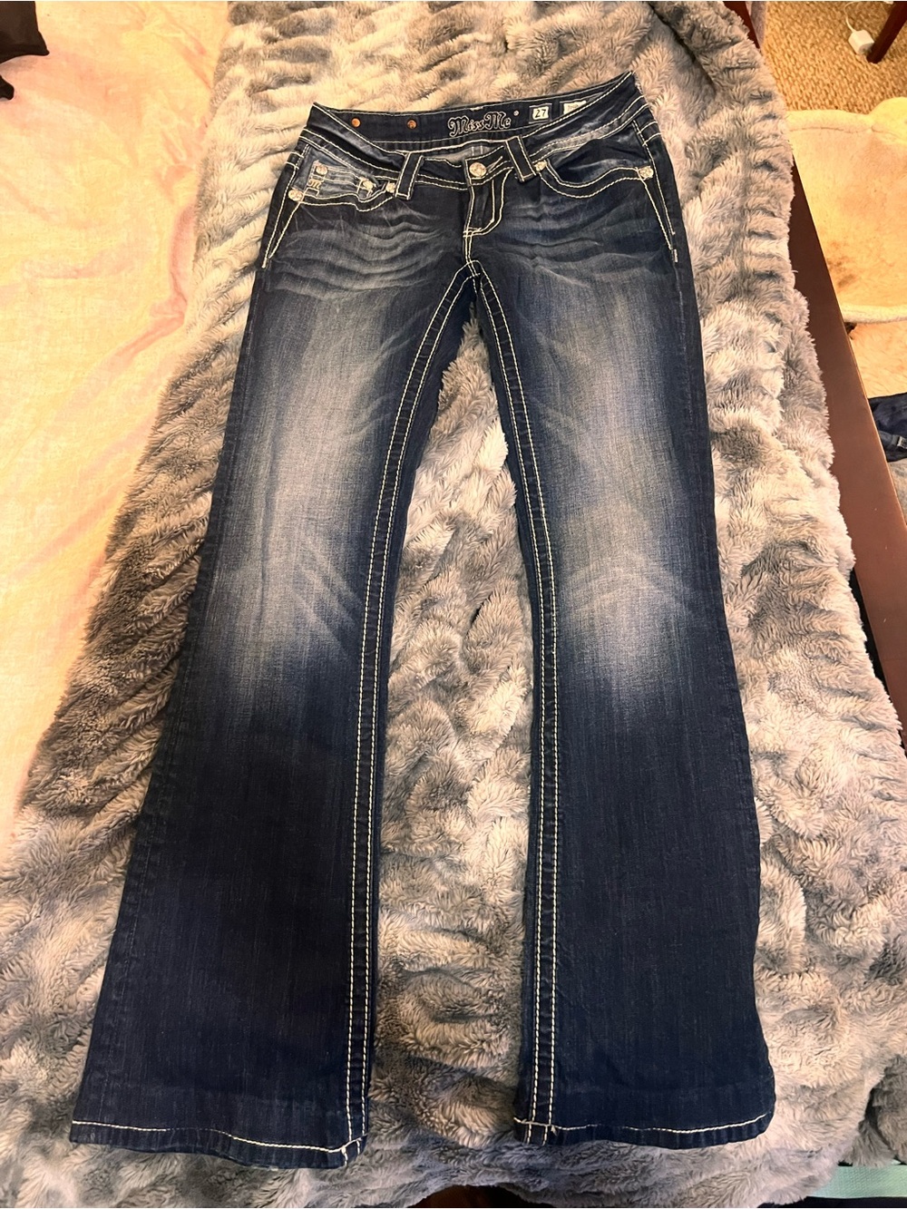Miss Me Indigo Bootcut Jeans with Contrast Stitching